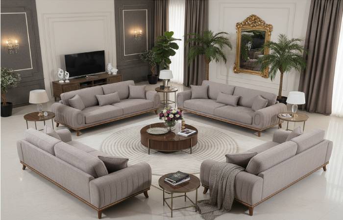 چیدمان مبل 7 نفره راحتی u و L