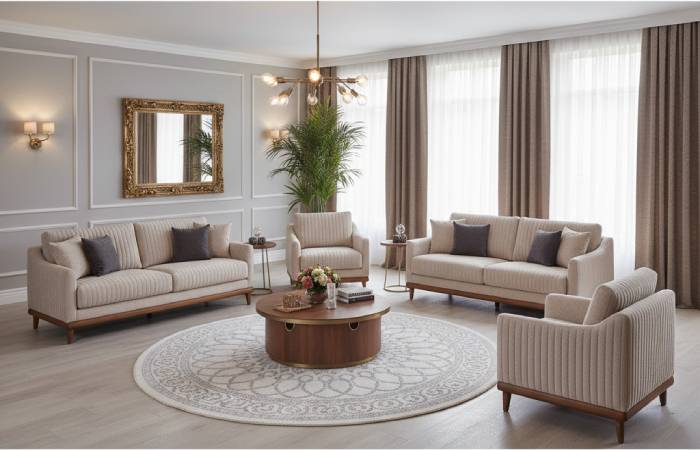 چیدمان گرد برای مبل راحتی 7 نفره