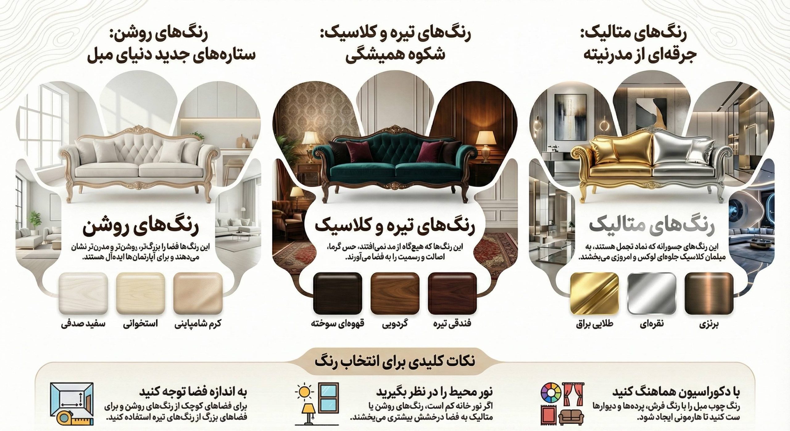 جدیدترین ترندهای رنگ چوب مبل استیل در سال ۱۴۰۴